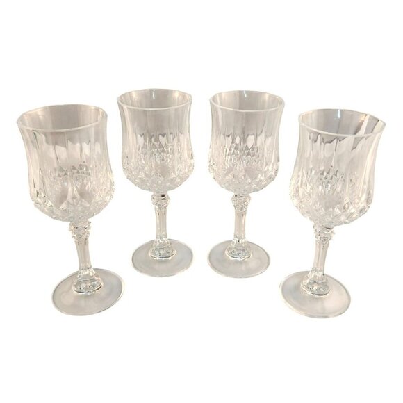 Cristal DArques Longchamp France Wine Cordial Glasses Set Of 4 Crystal Elegant D - Picture 1 of 9